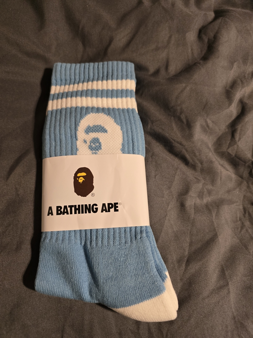 Bape Light Blue Logo Crew Socks